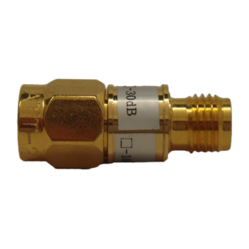 15 dB In-line Fixed Attenuator - SMA Male to SMA Female - 1 Watt Up to 3 GHz