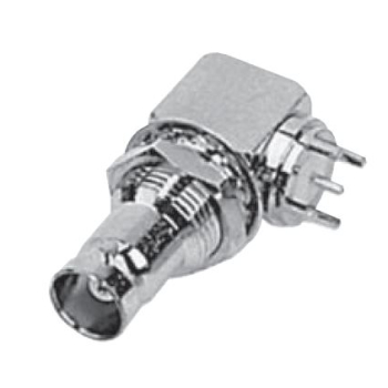 BNC Right Angle Bulkhead Jack For PCB Through Hole (5-75)