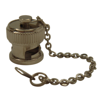 BNC Male Dust Cap, Nickel Plated, 100mm Cable Chain, 3mm Eyelet