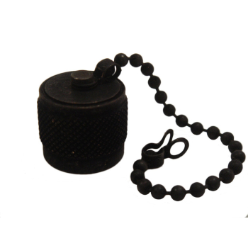N Male Dust Cap, Lusterless Black, 100mm Beaded Chain, 3.6mm Eyelet