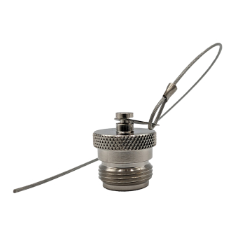 N Female Dust Cap, Nickel Plated, 9" Stainless Steel Nylon Coated Wire Rope, No Eyelet