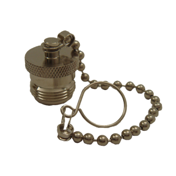 N Female Dust Cap, Nickel Plated, 100mm Beaded Chain, 13.5mm Loop