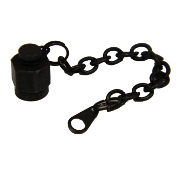 SMA Male Dust Cap, Lusterless Black, 70mm Cable Chain, 3mm Eyelet