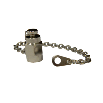 SMA Male Dust Cap, Nickel Plated, 100mm Cable Chain, 3mm Eyelet