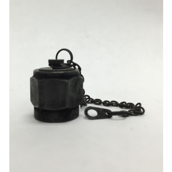 TNC Male Dust Cap, Lusterless Black, 100mm Cable Chain, 3mm Eyelet