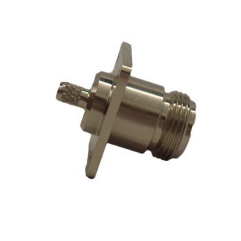 N Straight 4 Hole Flange Jack For .195" OD Coax (e.g. RG58, RG142, RG400)